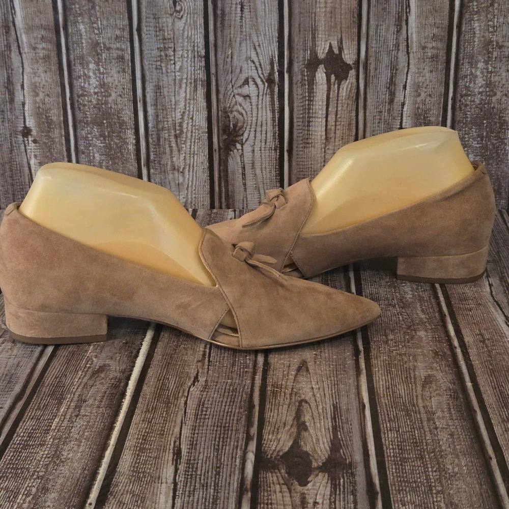 Sz 7 B Womens Cole Haan Viola Skimmer Whiskey Suede Pointed Toe Bow Shoes VGUC - Picture 8 of 12